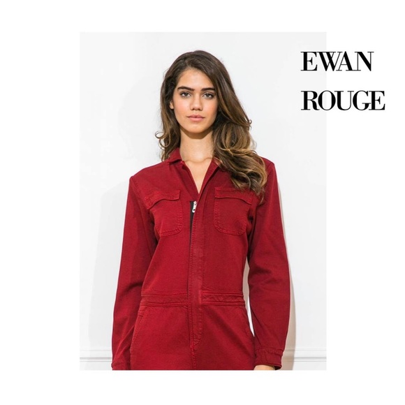 Sexy Red Denim Jumpsuit from Paris - Picture 2 of 9